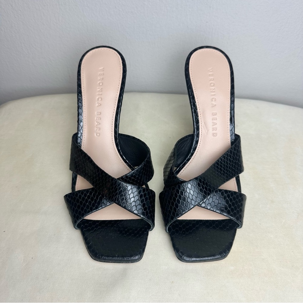 Veronica Beard Alsea Sandal in Black Leather Sz 5 - Picture 2 of 6